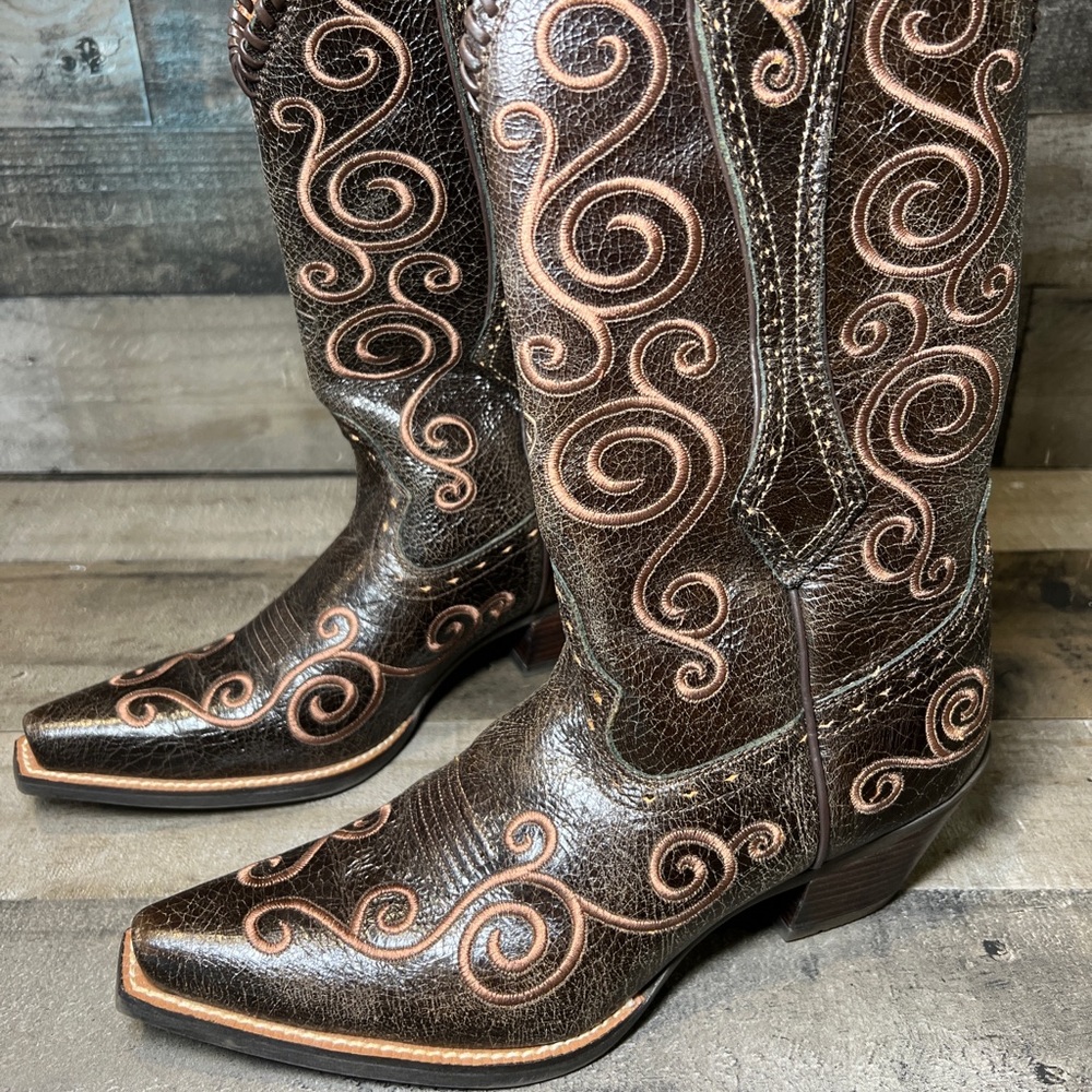 Ariat Shelleen Dark Brown Snip Toe Cowboy Boots Womens Sz. 9 B